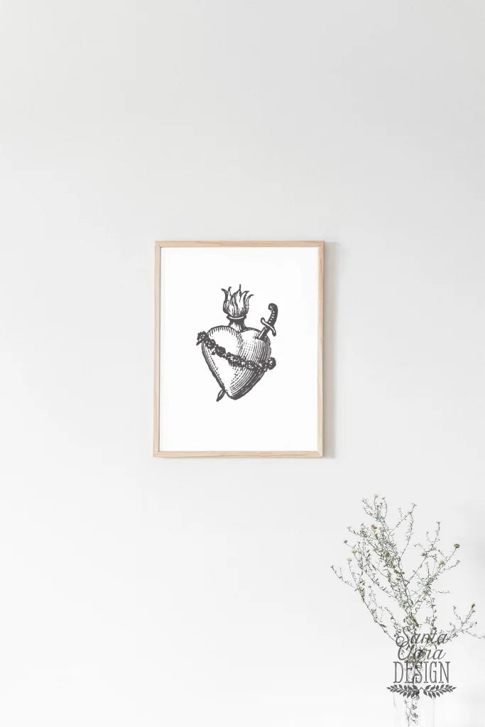 Immaculate Heart of Mary Print, Immaculate Heart art, Catholic art print, Heart of Mary wall art, Immaculate Heart sign, Marian print