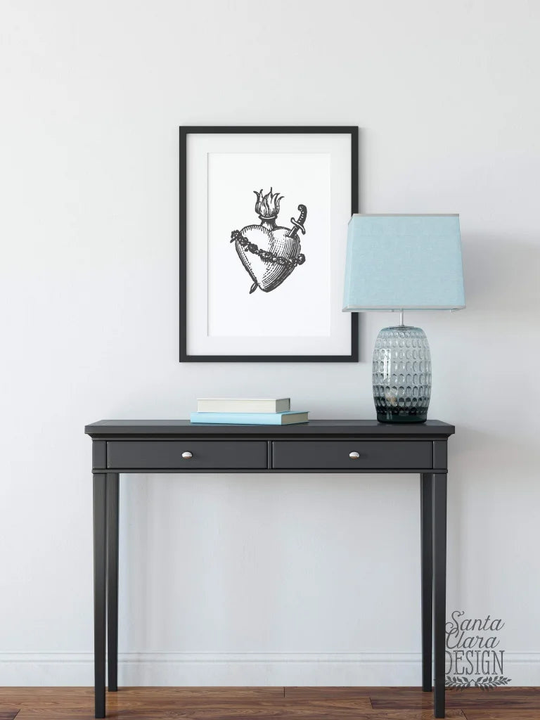 Immaculate Heart of Mary Print, Immaculate Heart art, Catholic art print, Heart of Mary wall art, Immaculate Heart sign, Marian print