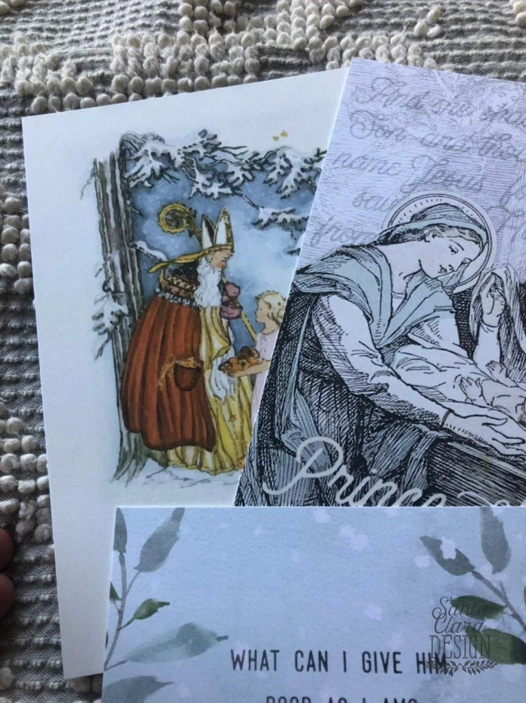 Jesus, Mary and Joseph Nativity Art Print | Christmas Advent Catholic Poster | Marian Decor | Blessed Mother &amp; Christ Child