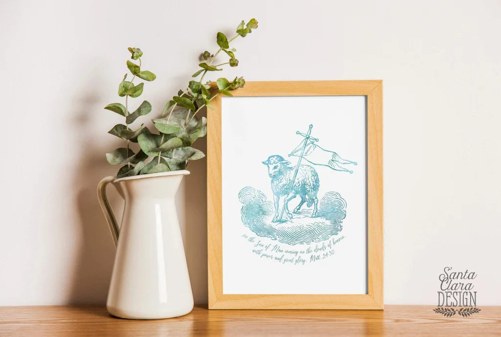 Lamb of God Easter Art Print | Easter Catholic Poster  |  RCIA Confirmation Baptism Gift | Easter Decor | Spring Print 5x7, 8x10