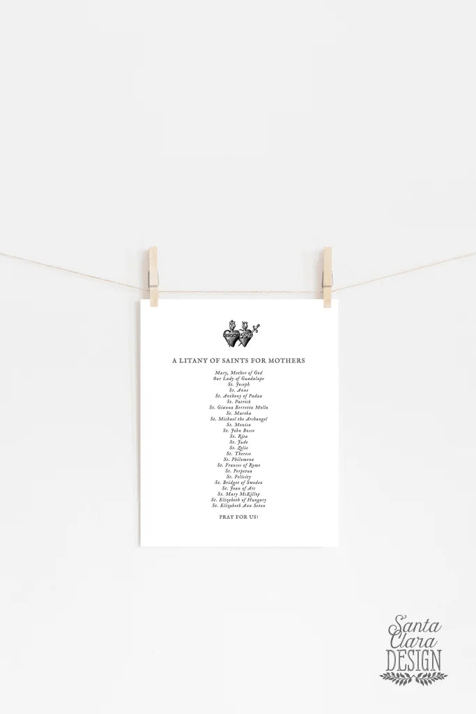 Litany of Saints for Mom, Gift for her, Mother&amp;#39;s Day Gift, Catholic home print, catholic gift for mother, Holy Family, Catholic wall art