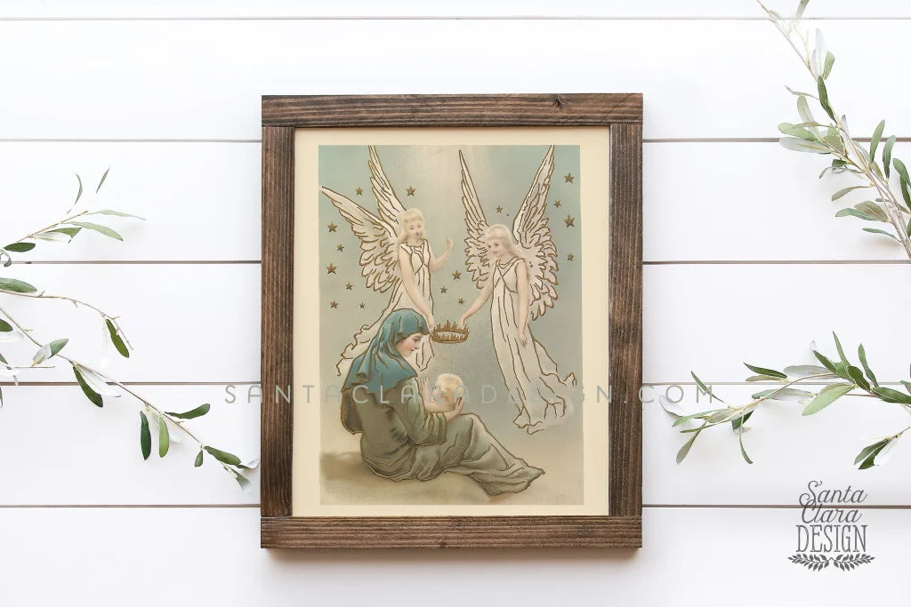 Mary And Crowned Infant Jesus Vintage Art Print
