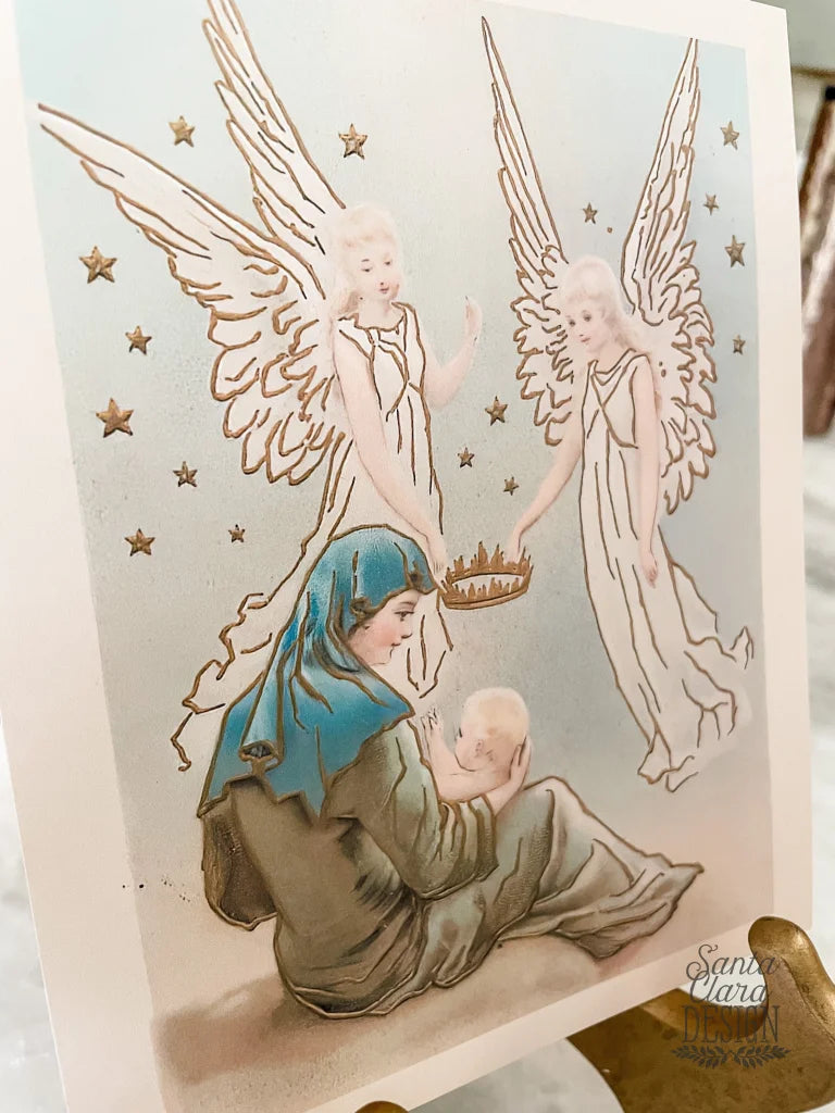 Mary and Crowned Infant Jesus Vintage Art Print | Christmas Advent Catholic Poster | Marian Decor | Blessed Mother & Christ Child