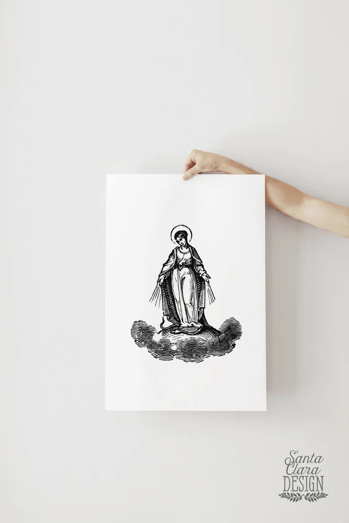 Mary the Blessed Mother Catholic Art Print, Confirmation Gift, Hail Mary Print, Catholic Art, First Communion, Marian consecration, Our Lady