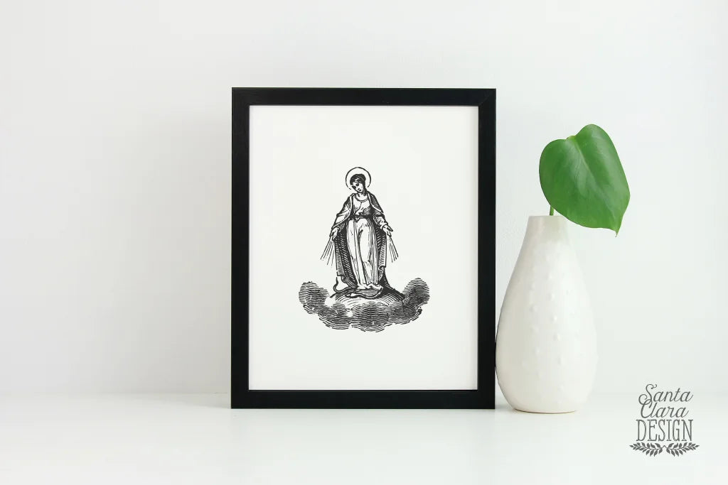 Mary the Blessed Mother Catholic Art Print, Confirmation Gift, Hail Mary Print, Catholic Art, First Communion, Marian consecration, Our Lady