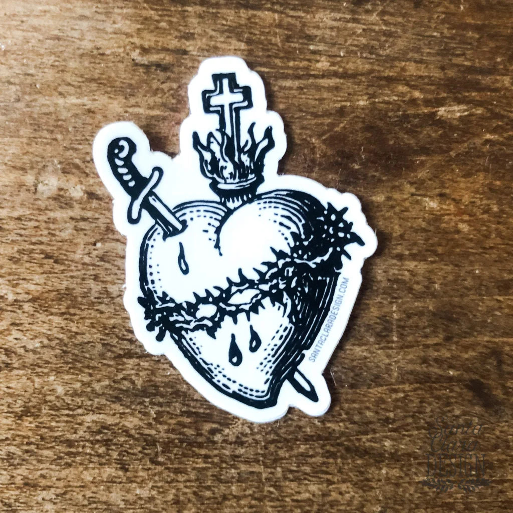 Mini Sacred Heart Sticker | Catholic Vinyl Sticker | indoor &amp; outdoor use | waterbottle laptop car tumbler faith decal | heart of Jesus