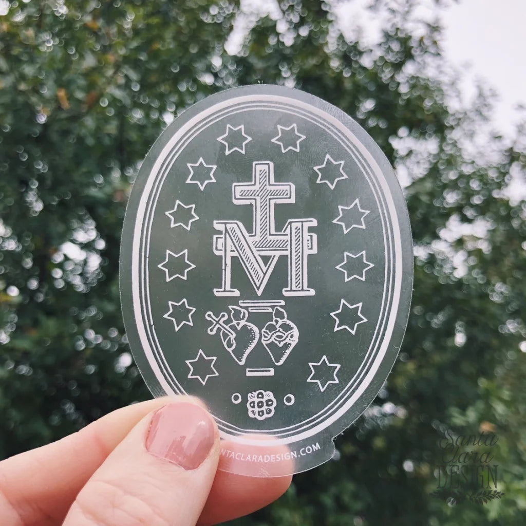 Miraculous Medal Decal | Catholic Inspirational Sticker for indoor &amp; outdoor use | Marian Medal sticker decal for laptop, car, waterbottle