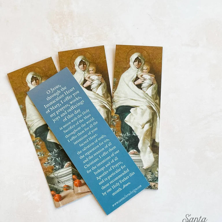 Morning Offering Mary Bookmark Set, Marian 2-sided bible prayer bookmark, Catholic book club gift, stocking stuffer, bookish, St Nicholas
