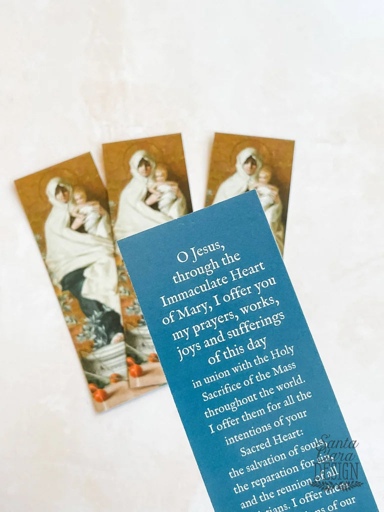 Morning Offering Mary Bookmark Set, Marian 2-sided bible prayer bookmark, Catholic book club gift, stocking stuffer, bookish, St Nicholas