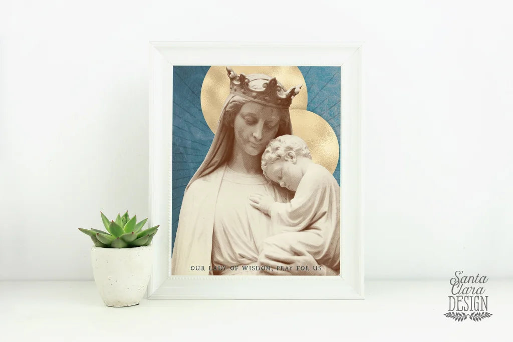 Our Lady Seat of Wisdom Catholic Art Print, Mary print, Marian print, catholic print, Blessed Mother, Marian poster, Mary, catholic art