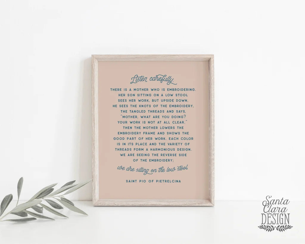 Padre Pio "Listen Carefully" Quote Print, Catholic Print, Catholic wall Art, Catholic Saint Quote, Confirmation Baptism Gift, Inspirational