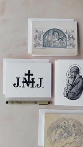 Holy Family Notecard Set of 6 or 12 cards + envelopes A2, Jesus, Mary, St. Joseph, JMJ, John Paul II, Catholic greeting card stationery