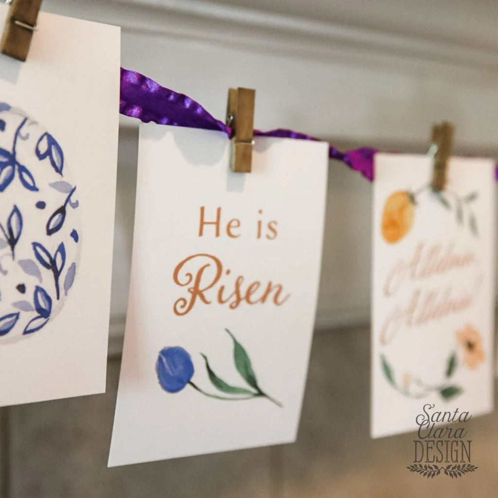 Printable Easter Banner, downloadable Easter decor, catholic home art, printable catholic wall art, prayer Catholic hanging print set