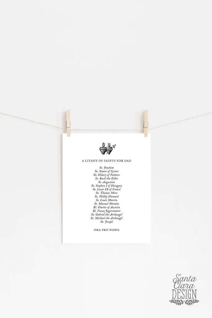 PRINTABLE Litany of saints for Fathers, dad prayer, Catholic Father Blessing, prayer print, gift for dad, printable prayers, print at home