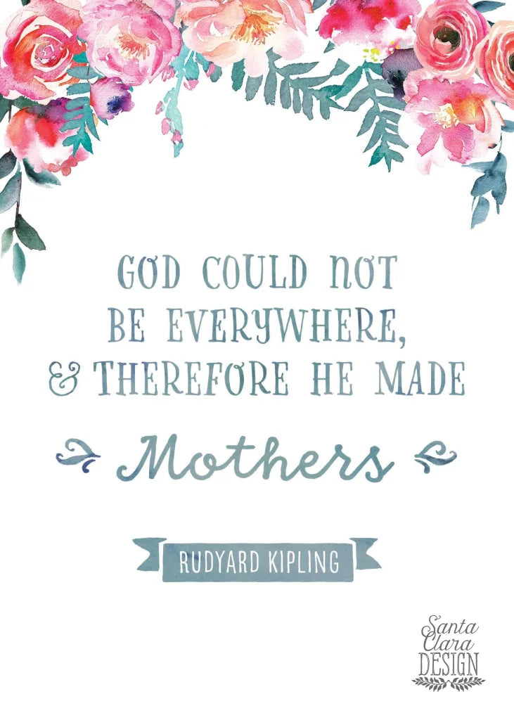 Rudyard Kipling quote &amp;quot;God could not be everywhere&amp;quot; Art Quote, Mother&amp;#39;s Day Print, Gift for Mom, Author Quote, Book Print, Mom Birthday