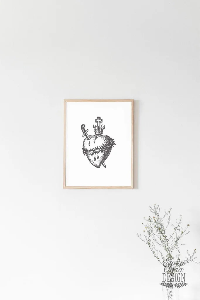 Sacred Heart Print, Sacred Heart of Jesus art, Catholic art print, sacred Heart wall art, heart of jesus sign, Catholic inspiration