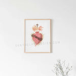 Sacred Heart Watercolor Style Print, Sacred Heart of Jesus, Catholic art, sacred Heart wall art, heart of jesus sign, Christian inspiration