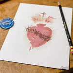 Sacred Heart Watercolor Style Print, Sacred Heart of Jesus, Catholic art, sacred Heart wall art, heart of jesus sign, Christian inspiration