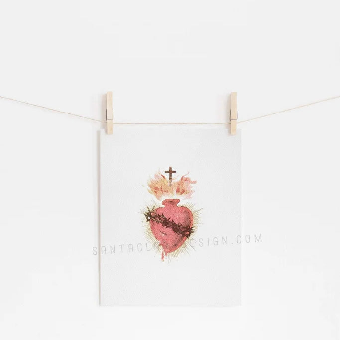 Sacred Heart Watercolor Style Print, Sacred Heart of Jesus, Catholic art, sacred Heart wall art, heart of jesus sign, Christian inspiration