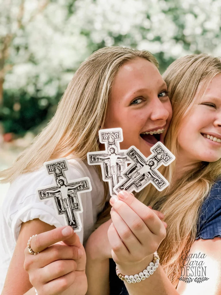 San Damiano Cross Sticker | Franciscan Cross Decal | Catholic Sticker for indoor & outdoor use | Catholic decal for laptop, car, waterbottle