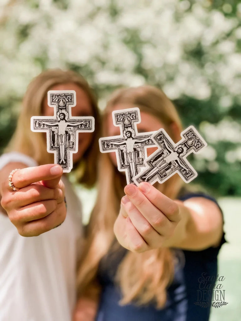 San Damiano Cross Sticker | Franciscan Cross Decal | Catholic Sticker for indoor & outdoor use | Catholic decal for laptop, car, waterbottle