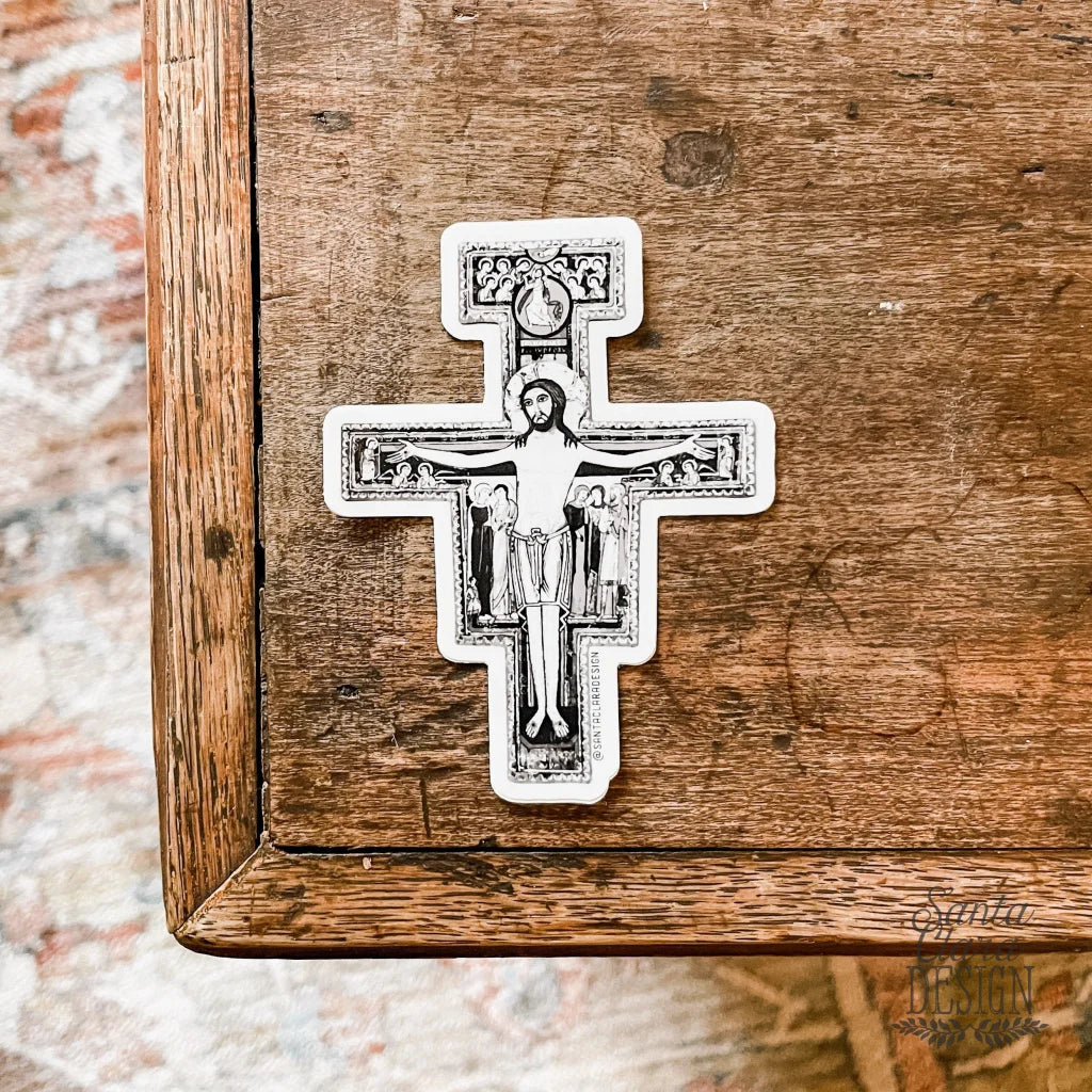 San Damiano Cross Sticker | Franciscan Cross Decal | Catholic Sticker for indoor &amp; outdoor use | Catholic decal for laptop, car, waterbottle