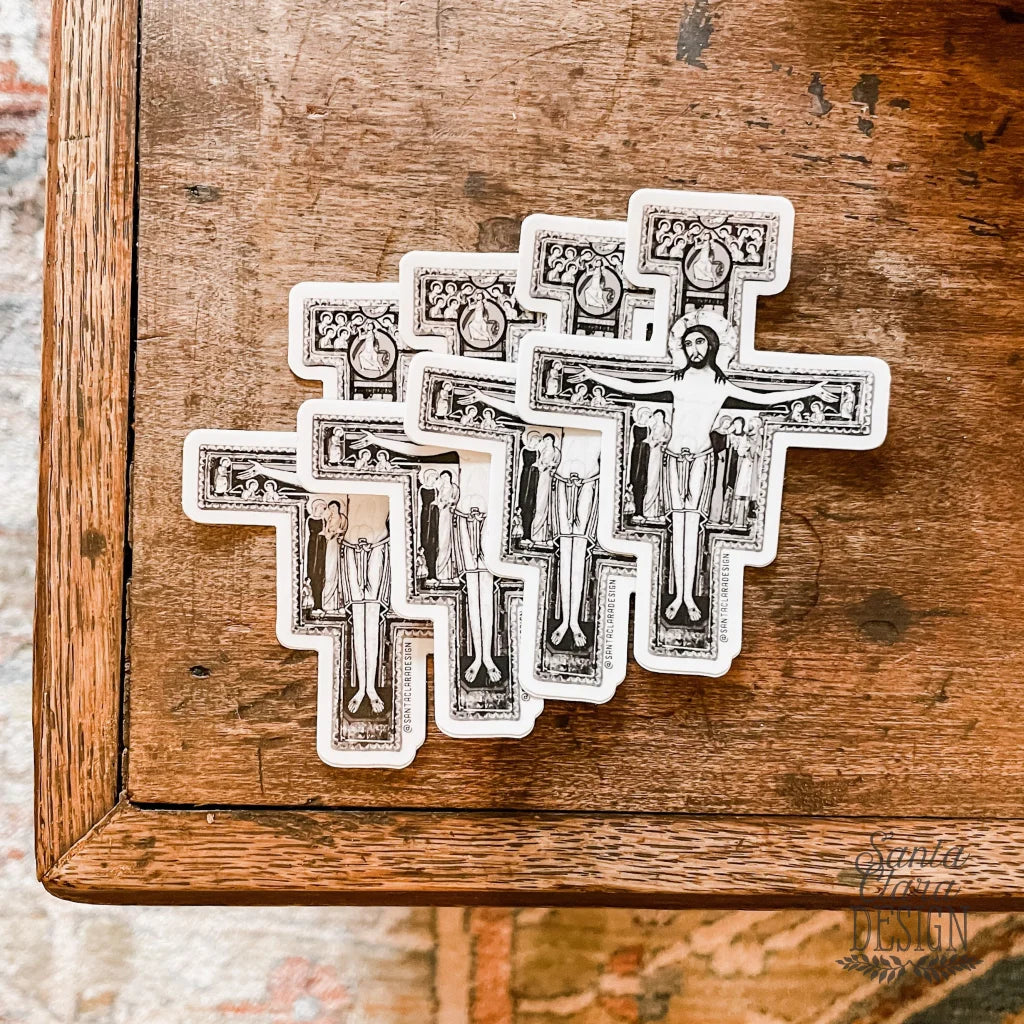 San Damiano Cross Sticker | Franciscan Cross Decal | Catholic Sticker for indoor & outdoor use | Catholic decal for laptop, car, waterbottle