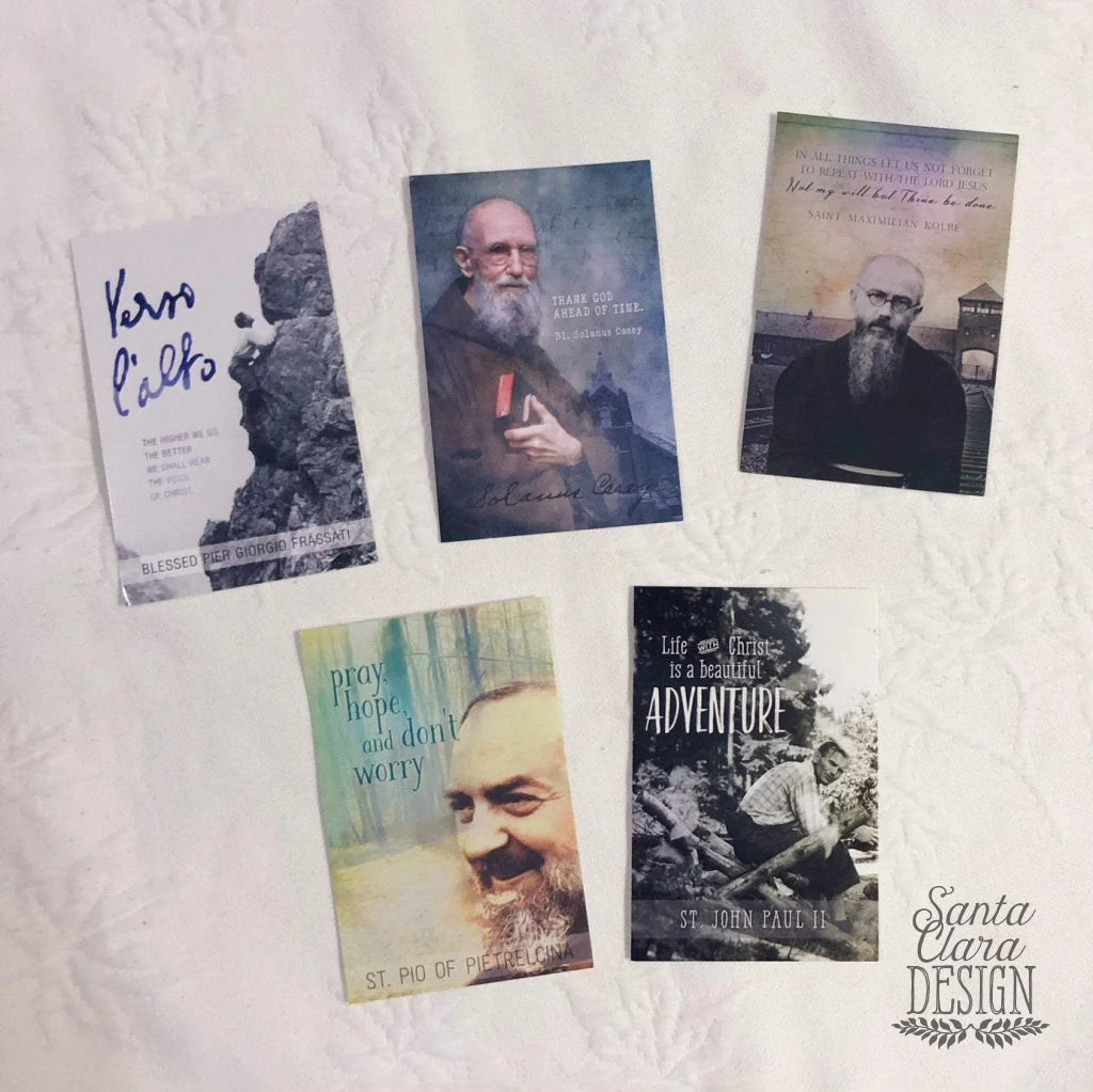 Set of 5 Catholic Guy Saint postcards  - Saint Card Set - Catholic Postcard Prints for happy mail