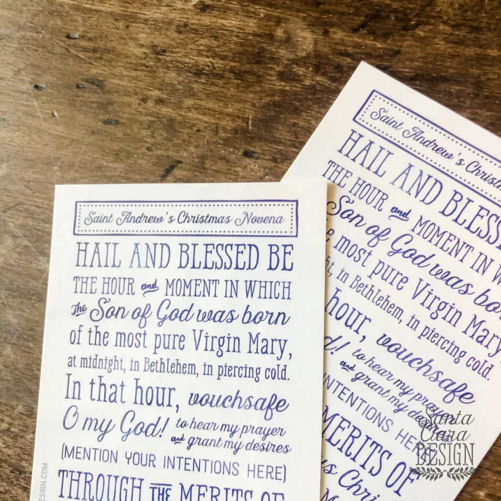 Set of Four: St. Andrew Christmas Novena Window Cling, prayer static cling Catholic advent prayer adhesive cling, Catholic prayer