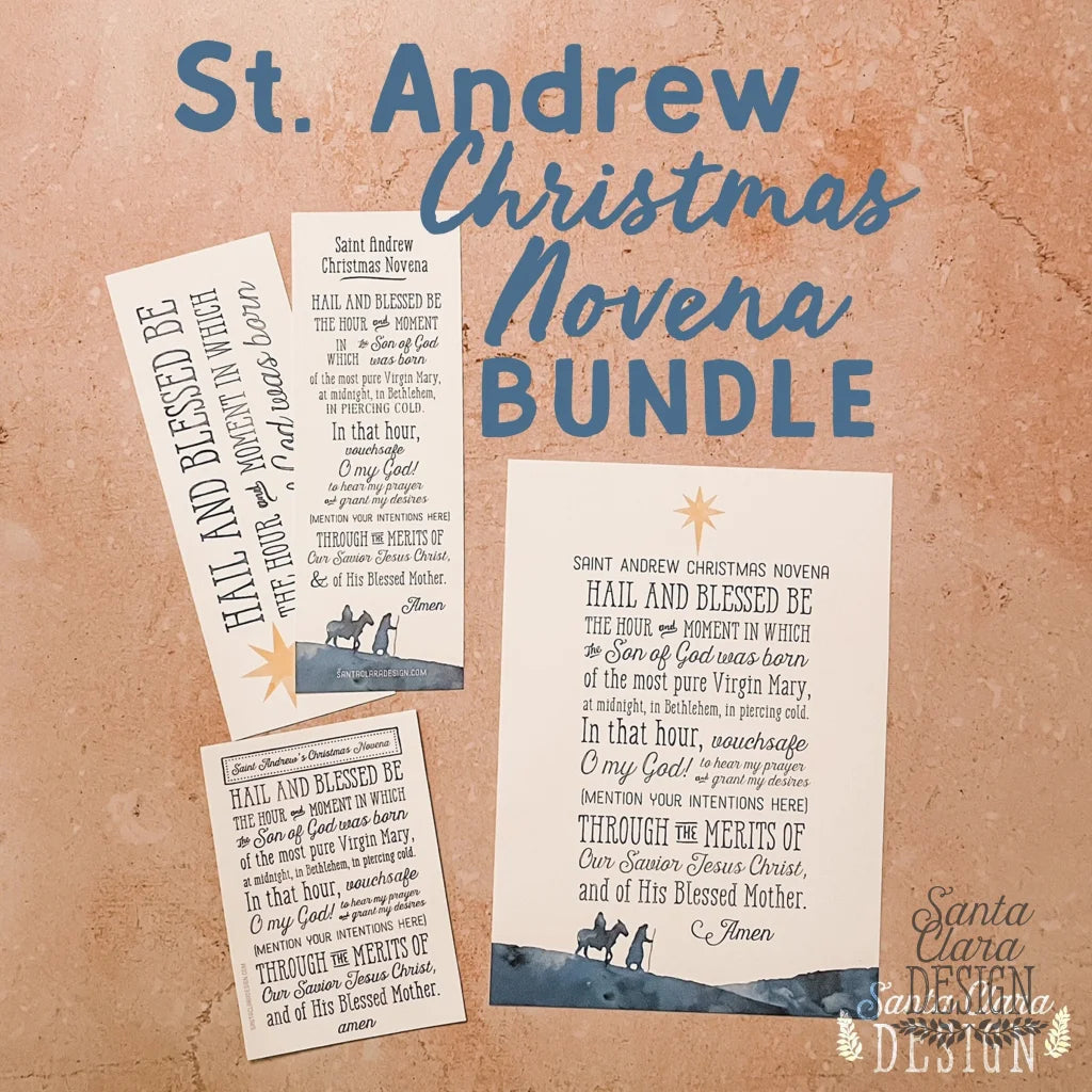 St. Andrew Christmas Novena Bundle, Catholic Advent Prayer, Catholic Family Tradition, Christmas Advent Print, Print, cling, bookmark