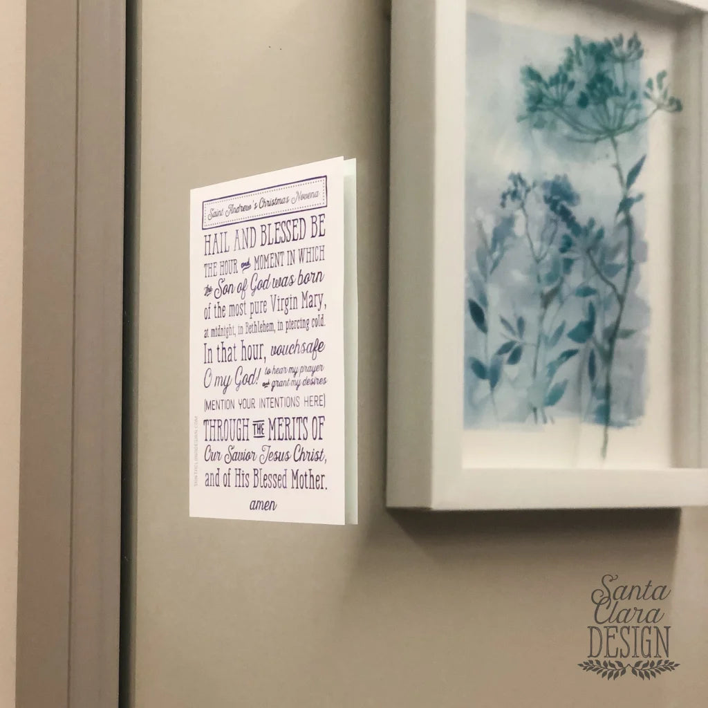 St. Andrew Christmas Novena Surface & Window Cling, prayer static cling Catholic advent adhesive cling, Catholic prayer, sets of 1, 4 or 10