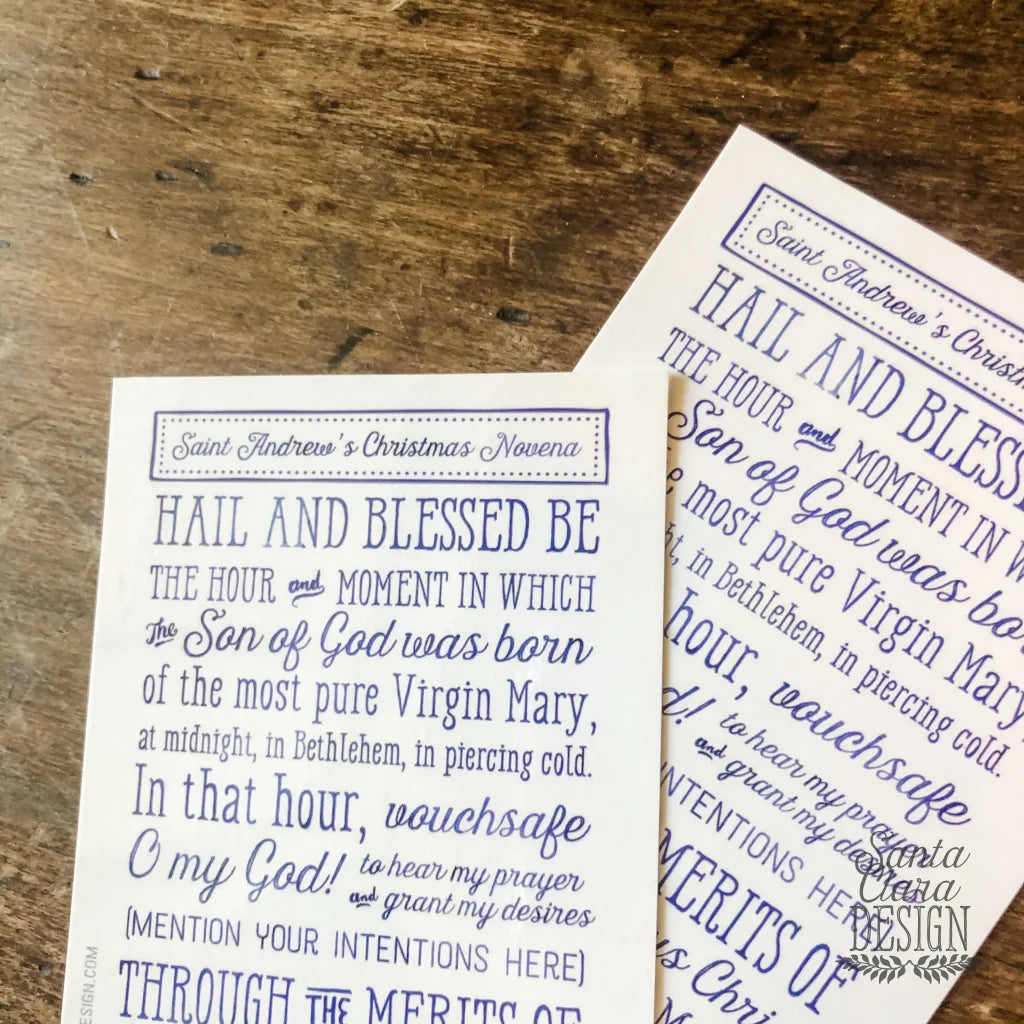 St. Andrew Christmas Novena Surface & Window Cling, prayer static cling Catholic advent adhesive cling, Catholic prayer, sets of 1, 4 or 10