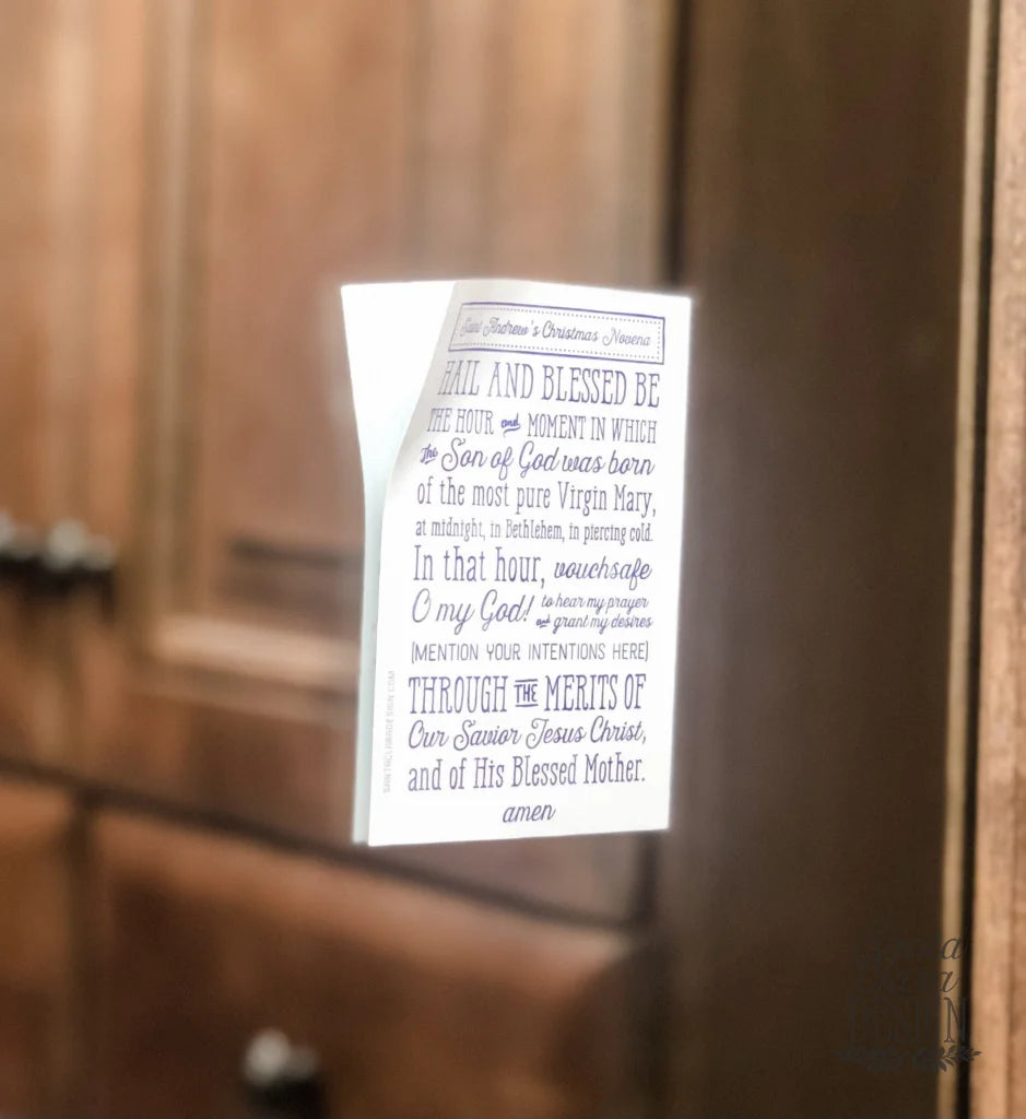 St. Andrew Christmas Novena Surface & Window Cling, prayer static cling Catholic advent adhesive cling, Catholic prayer, sets of 1, 4 or 10