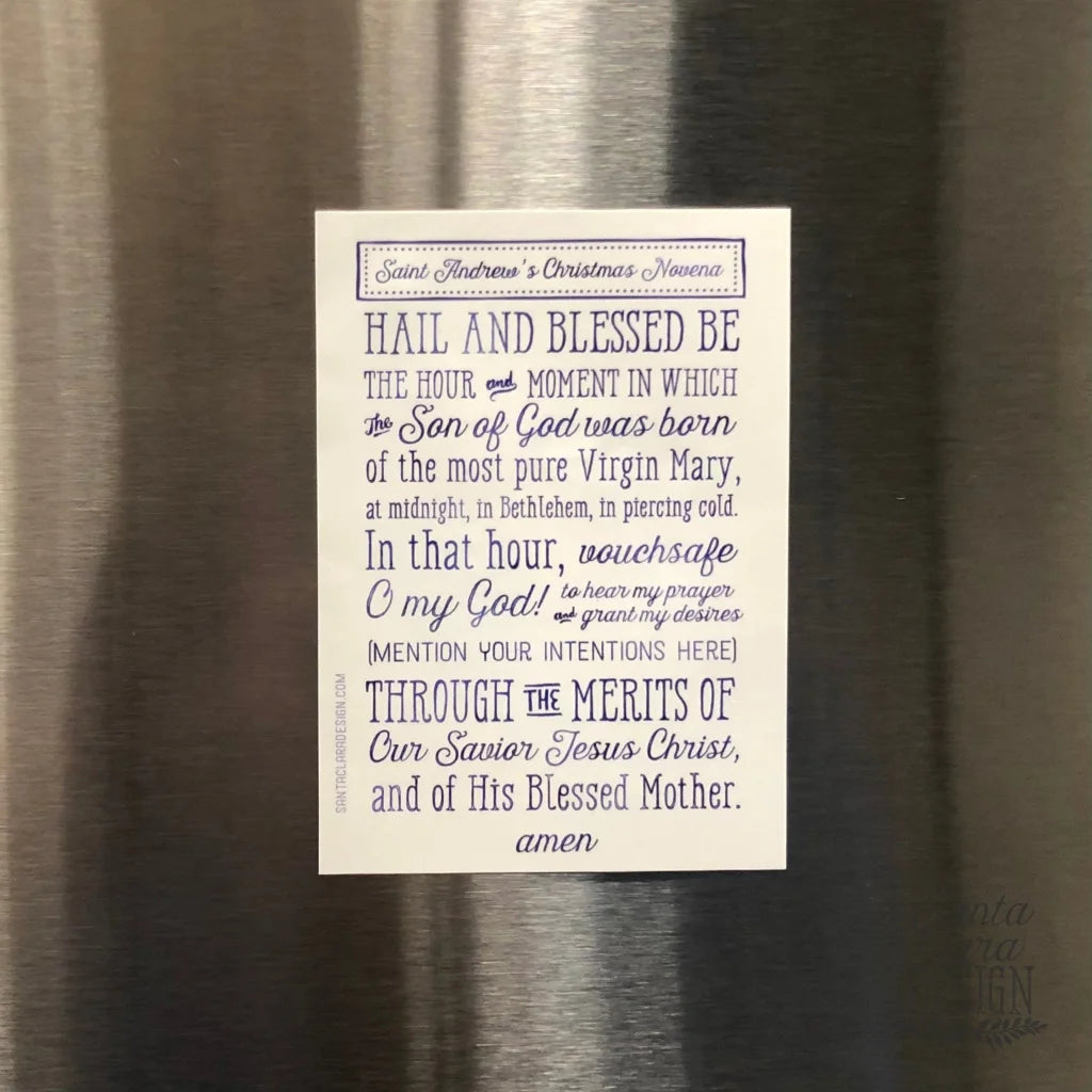 St. Andrew Christmas Novena Surface & Window Cling, prayer static cling Catholic advent adhesive cling, Catholic prayer, sets of 1, 4 or 10