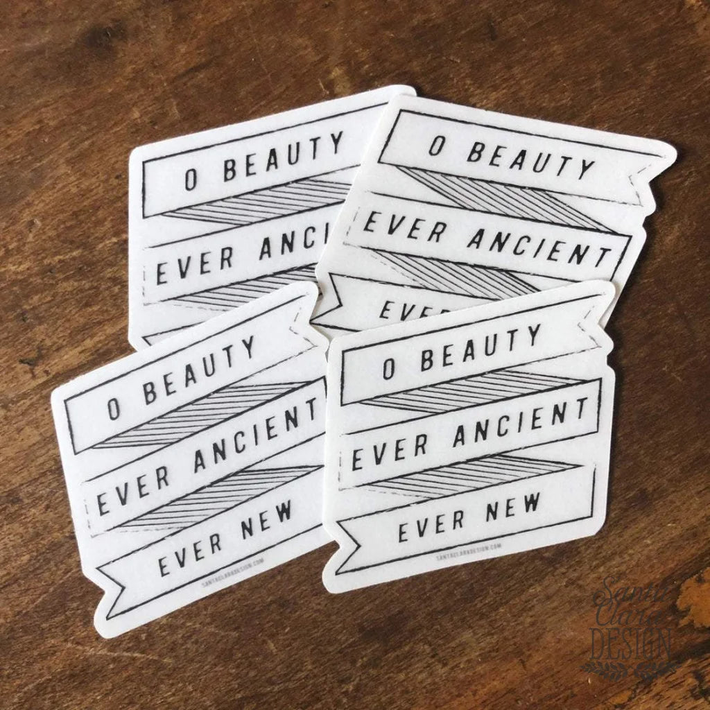 St. Augustine Catholic Decal &quot;O Beauty&quot; clear Catholic Sticker for indoor &amp; outdoor use | waterbottle laptop, catholic sticker, Confirmation