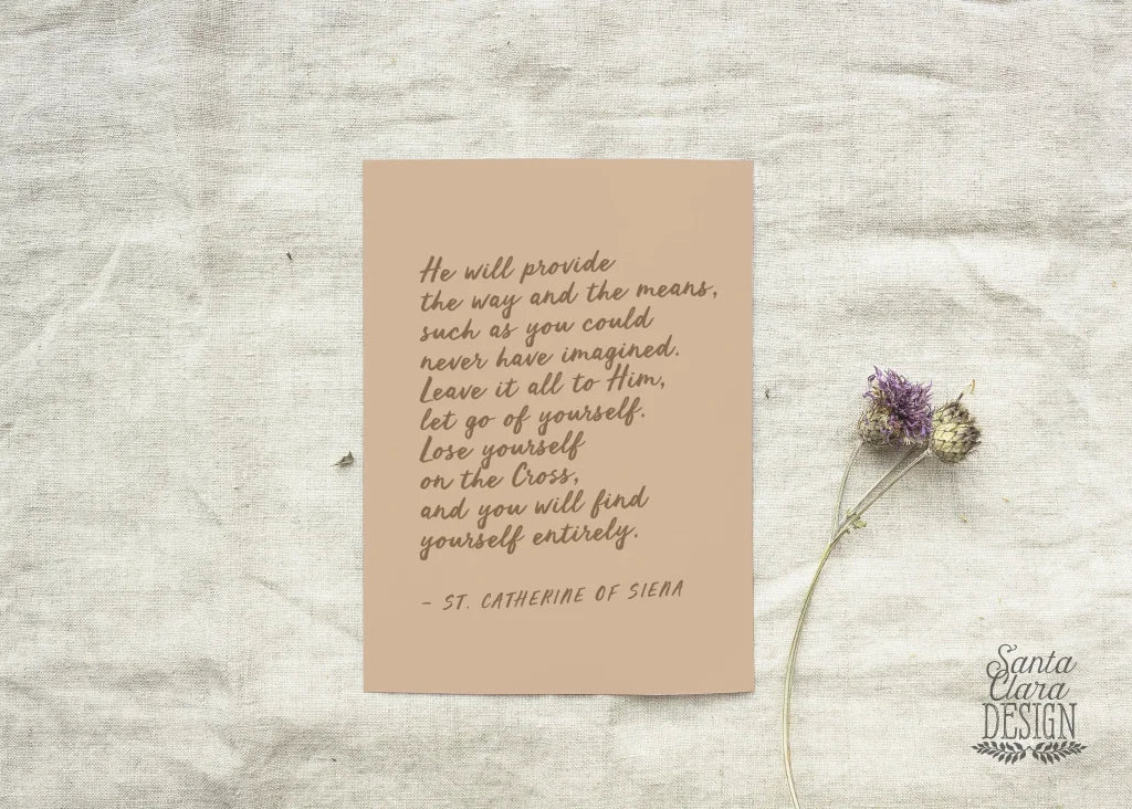 St. Catherine of Siena Lenten quote poster for home, Catholic art print, Lent Art, Good Friday Art Print, Lenten decor, confirmation, RCIA