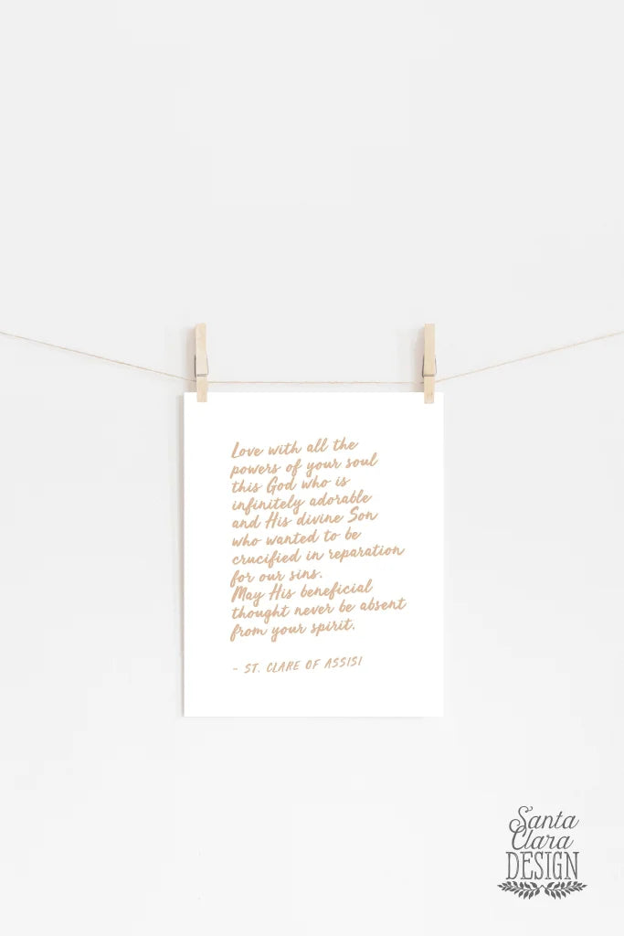 St. Clare of Assisi Lent Print &quot;Infinitely Adorable&quot; Lenten poster, Catholic art print, Lent Art, Good Friday Art Print, Lenten decor