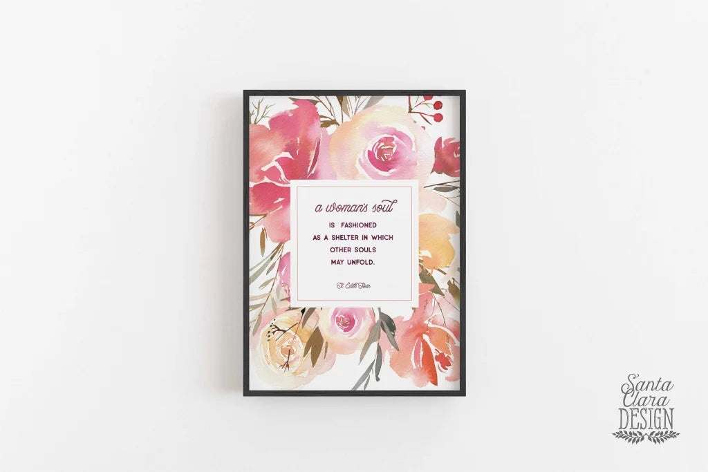 St. Edith Stein&#39;s Catholic quote &quot;A woman&#39;s soul as a shelter&quot; Catholic Art Print, Gift for her, Catholic Print, Catholic gift, mother&#39;s day