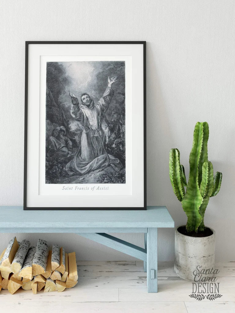 St. Francis of Assisi Stigmata vintage print, Catholic Art, Saint art, Catholic poster, catholic prayer, Franciscan, Catholic art, wall art