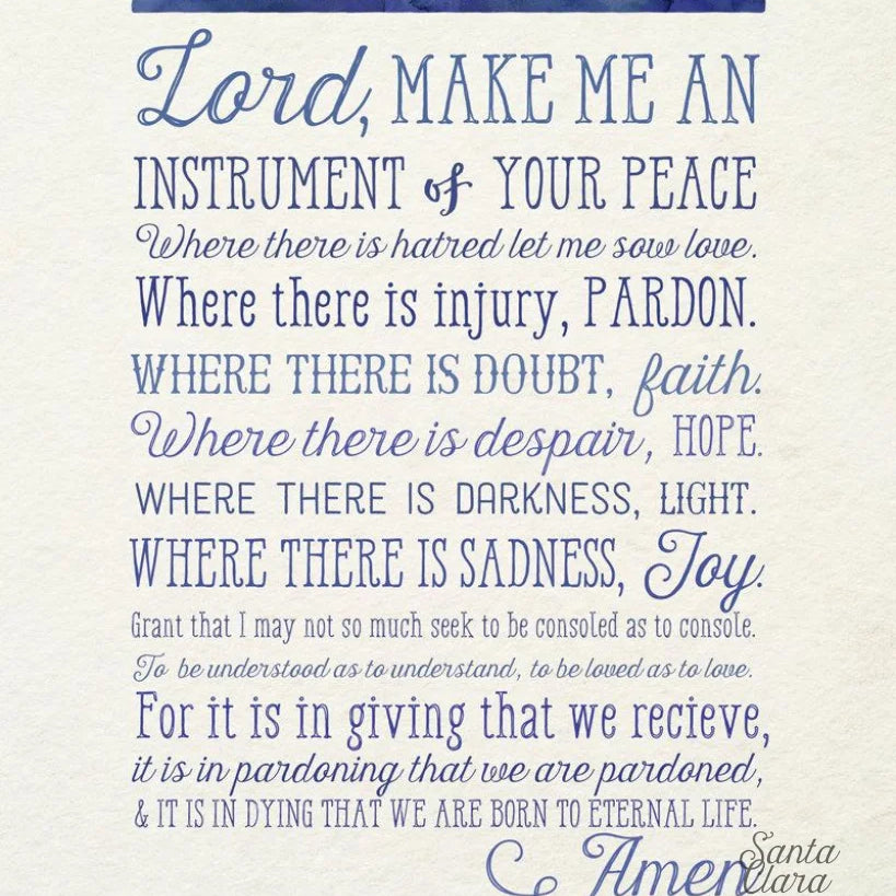 St. Francis Prayer, physical print, Confirmation Gift, Baptism Gift, Religious Gift, Catholic, prayer print, O Lord Make Me and Instrument