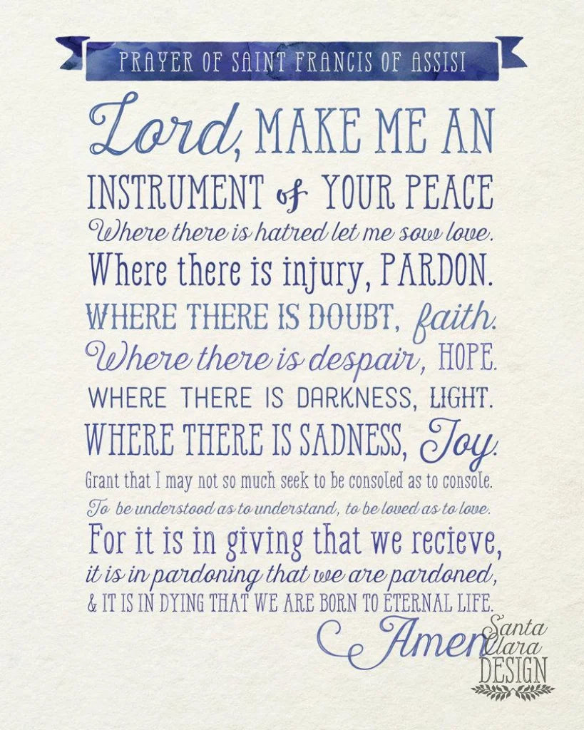 St. Francis Prayer, physical print, Confirmation Gift, Baptism Gift, Religious Gift, Catholic, prayer print, O Lord Make Me and Instrument