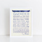 St. Francis Prayer, physical print, Confirmation Gift, Baptism Gift, Religious Gift, Catholic, prayer print, O Lord Make Me and Instrument
