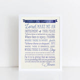 St. Francis Prayer, physical print, Confirmation Gift, Baptism Gift, Religious Gift, Catholic, prayer print, O Lord Make Me and Instrument
