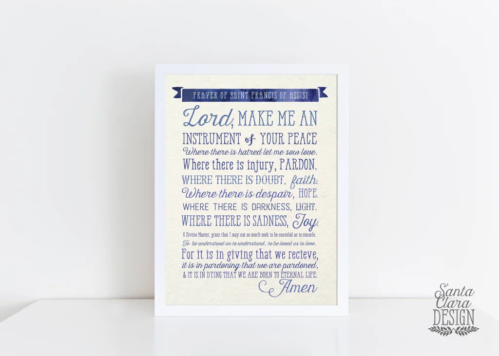 St. Francis Prayer, physical print, Confirmation Gift, Baptism Gift, Religious Gift, Catholic, prayer print, O Lord Make Me and Instrument