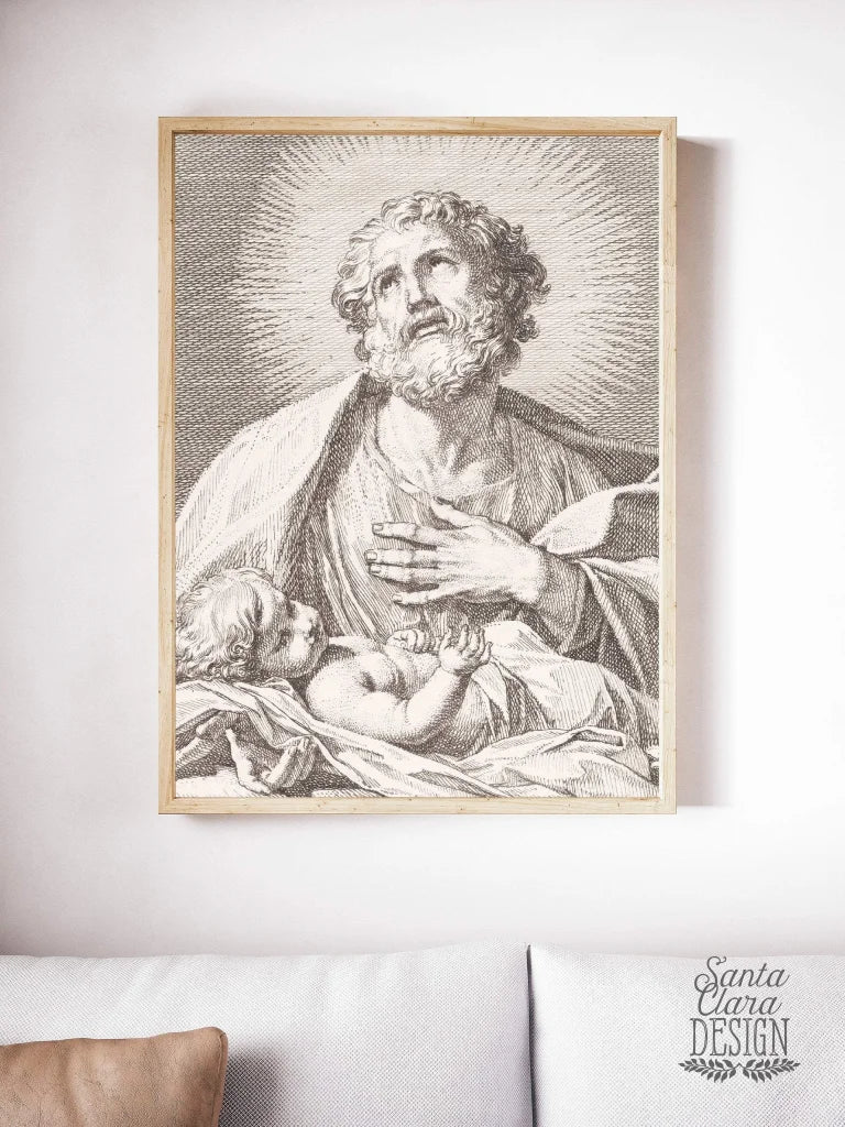 St. Joseph and Infant Jesus, Gift for Catholic Dad, Confirmation Gift, Catholic housewarming gift, Father of Jesus, Catholic Art, saint joe
