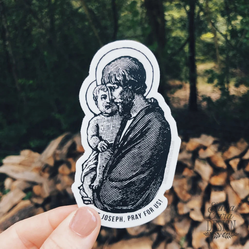 St. Joseph and Jesus Decal | Catholic Marian Vinyl Sticker | indoor outdoor use | bumper sticker | water bottle laptop car faith decal
