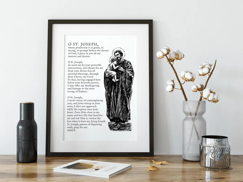 St. Joseph Prayer Print, Gift for him, Confirmation Gift, Catholic housewarming gift, Foster Father of Jesus, Holy Family, Catholic Wall Art
