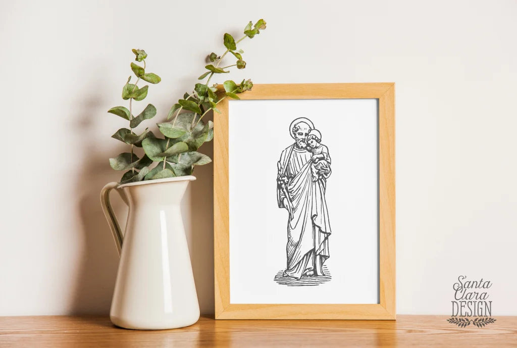 St. Joseph Art Print, Gift for him, Confirmation Gift, Catholic housewarming gift, Foster Father of Jesus, Catholic Family Art, Catholic Art