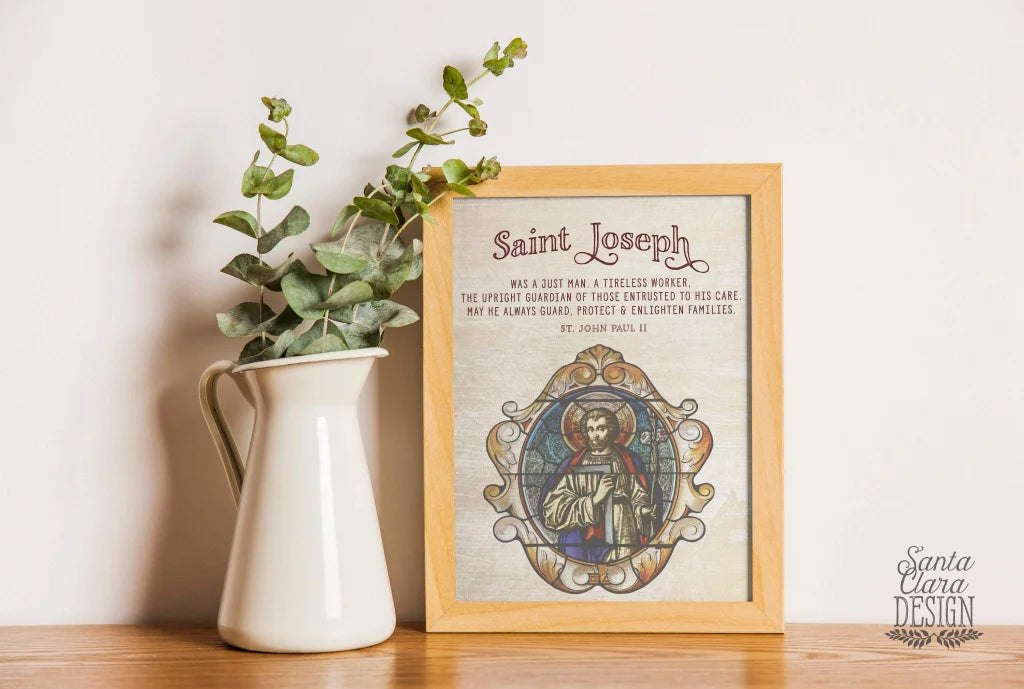 JPII St. Joseph the Worker Catholic Art Print, Gift for him, Confirmation Gift, St. John Paul II quote, Catholic Quote, Catholic Art