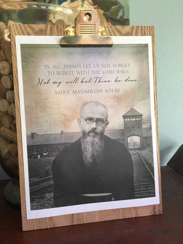 St. Maximillian Kolbe Print, santa clara design, saint quote, catholic art, catholic wall art, confirmation gift, RCIA gift, saint quote